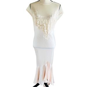 Victoria Secret Sheer Coverage Top Low V Cut Backline Lace Slip Dress